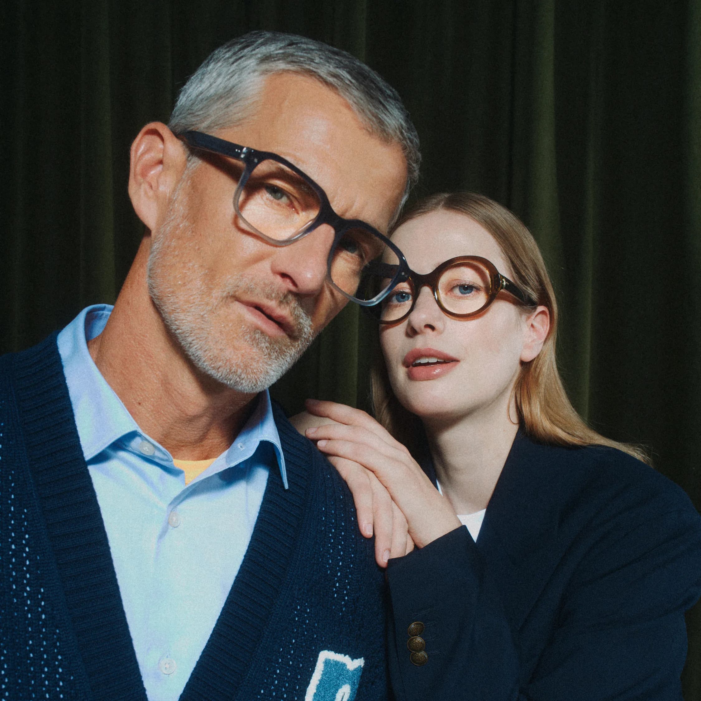 Man and woman wearing Jack and Nina prescription glasses, AW26 collection