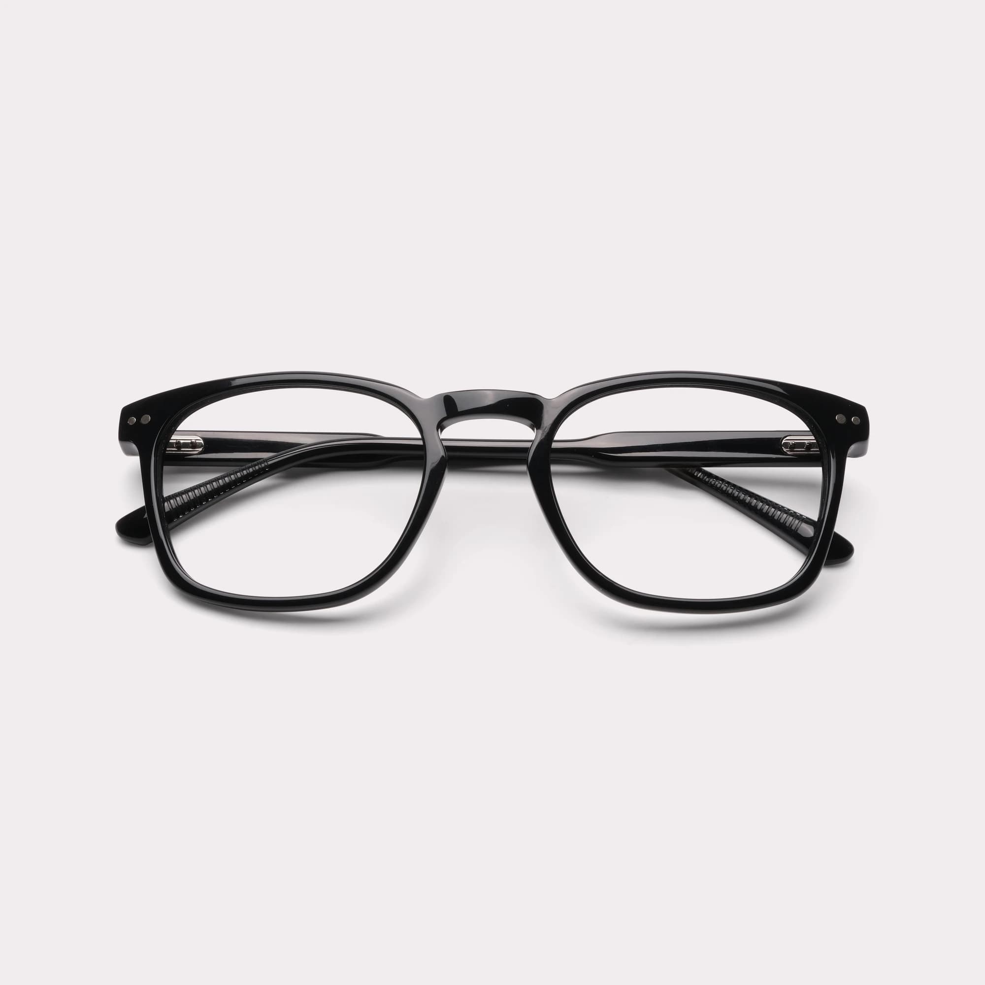 A pair of Leo Black Prescription glasses folded