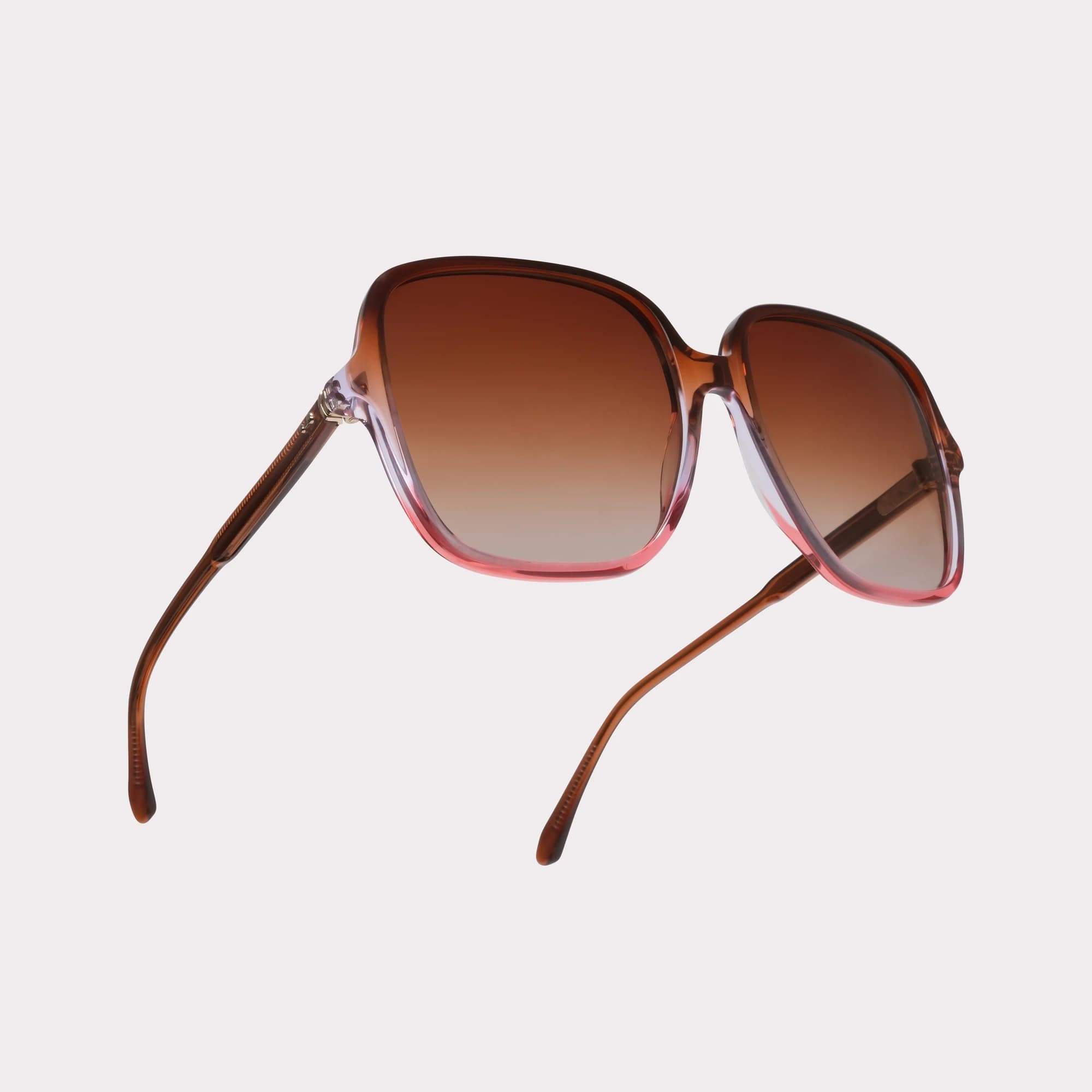 Un par de Jenny Gradient Pink Gafas de sol en vista macro