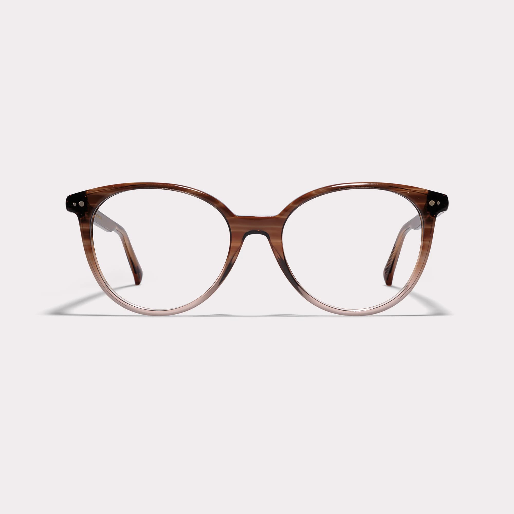 A pair of Berry Gradient brown Reading glasses seen from the front