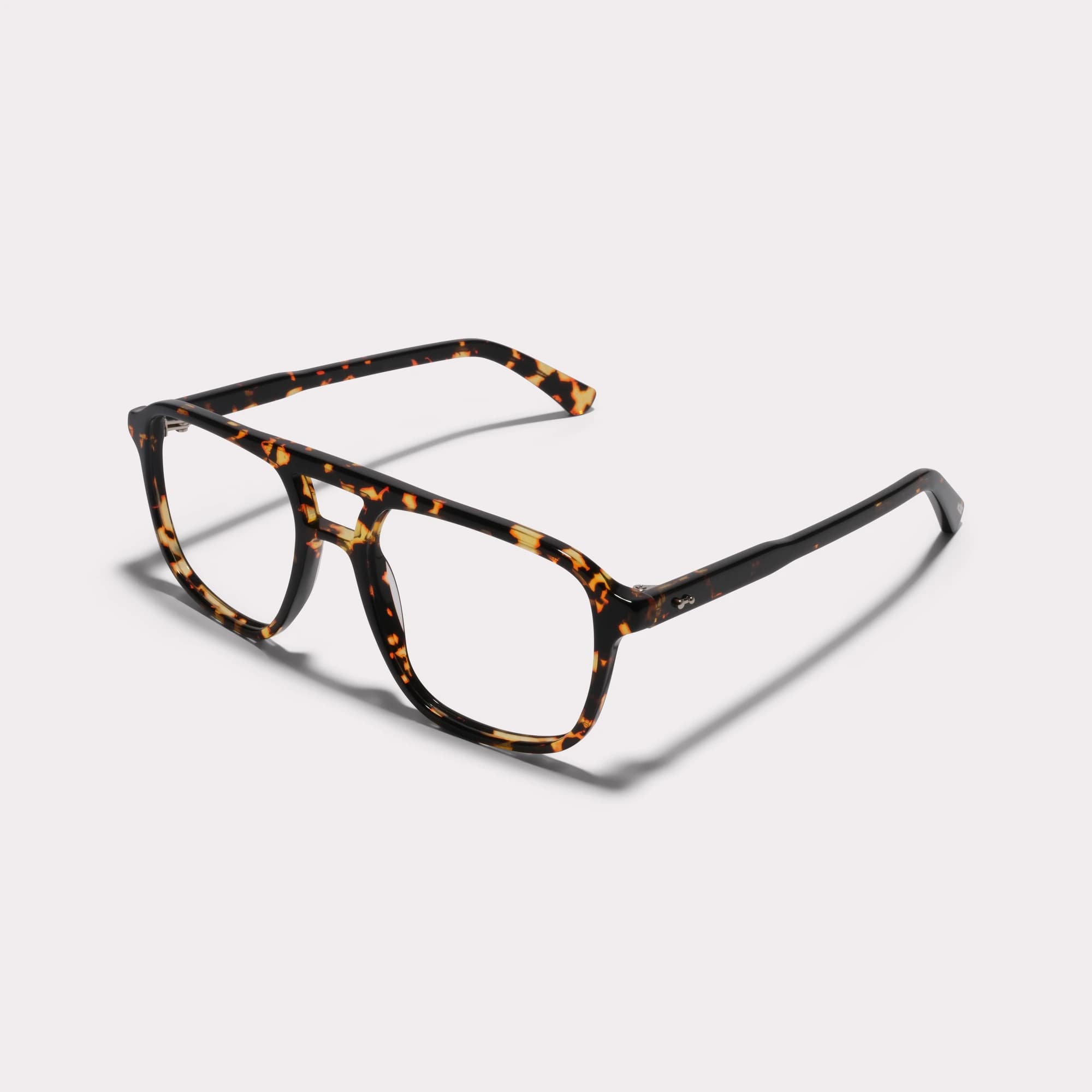 A pair of Milen Yellow tortoise Multi-distance™ blue light blocking reading glasses seen from the side