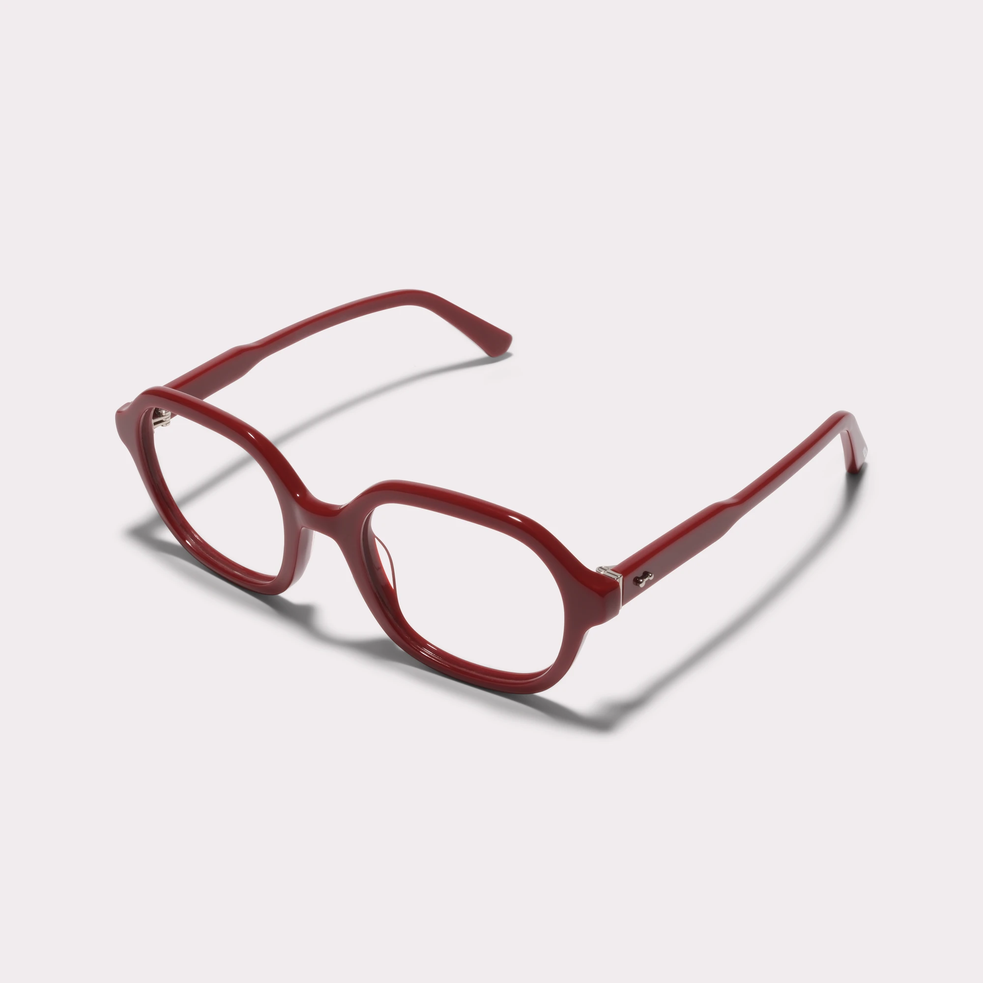 Un par de Lana Burdeos Gafas de lectura vista de lado