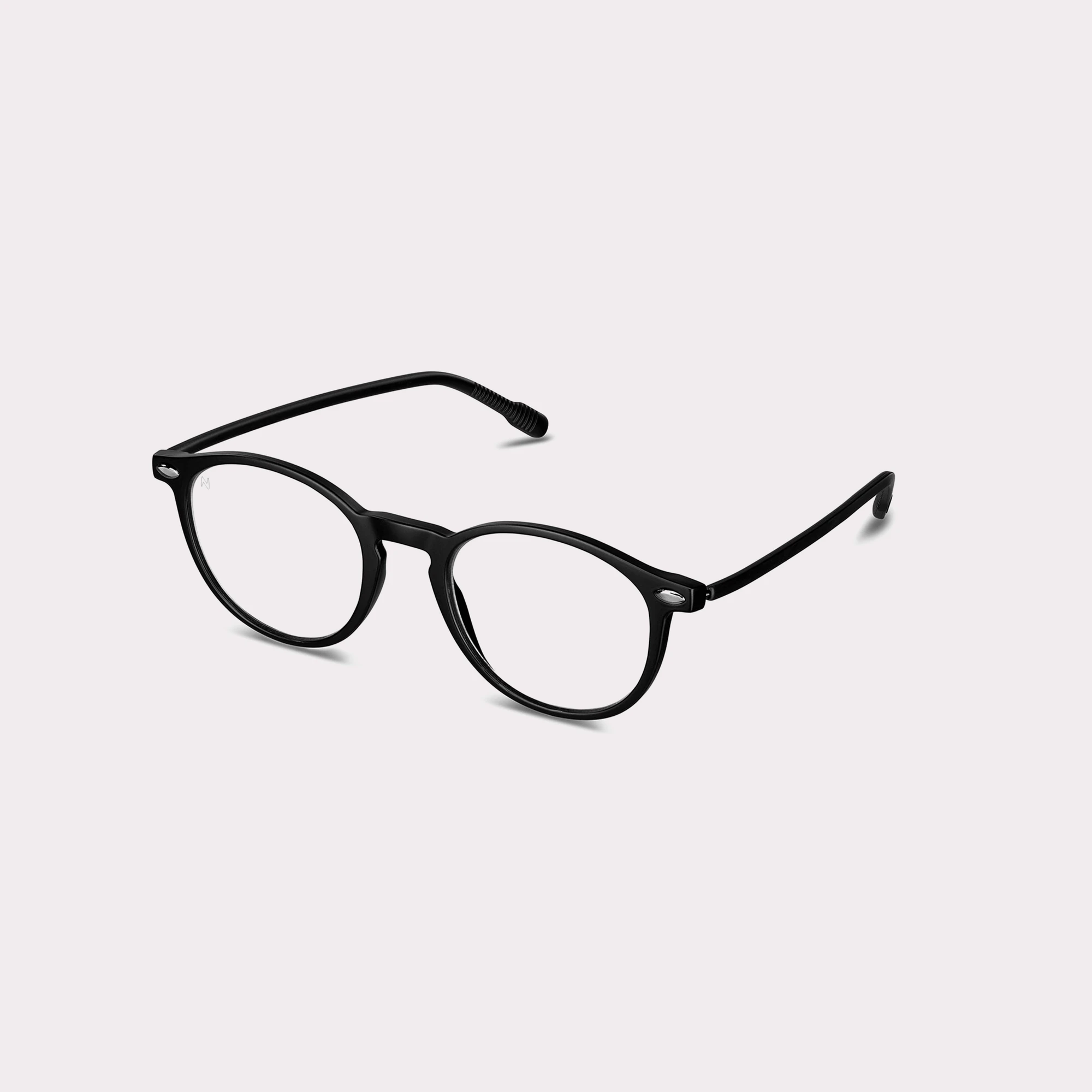 A pair of Cruzy Black Kids' anti-blue light glasses seen from the side