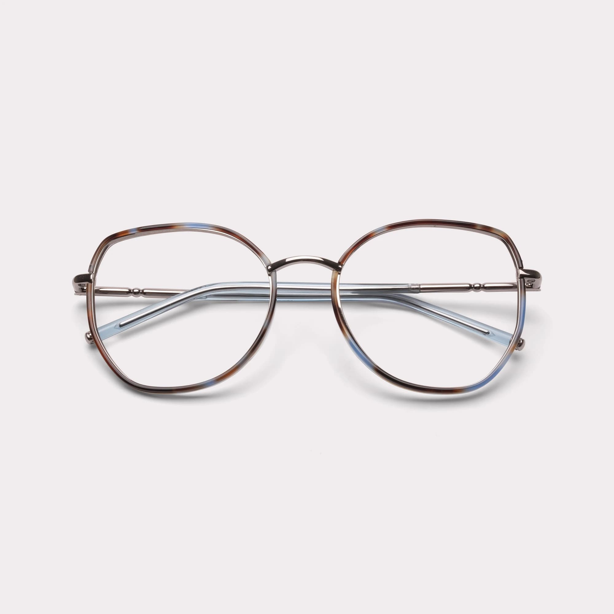 Ein Paar Eden Tortoise blau Brillen mit Sehstärke , zusammengeklappt