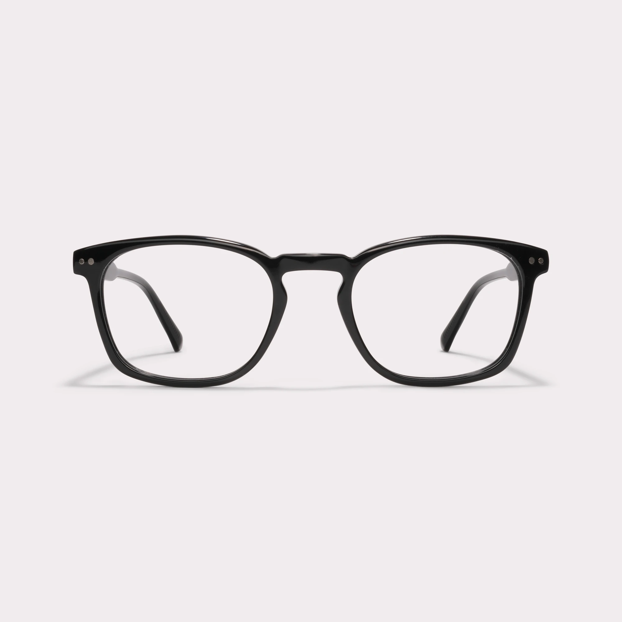 A pair of Leo Black Prescription glasses seen from the front
