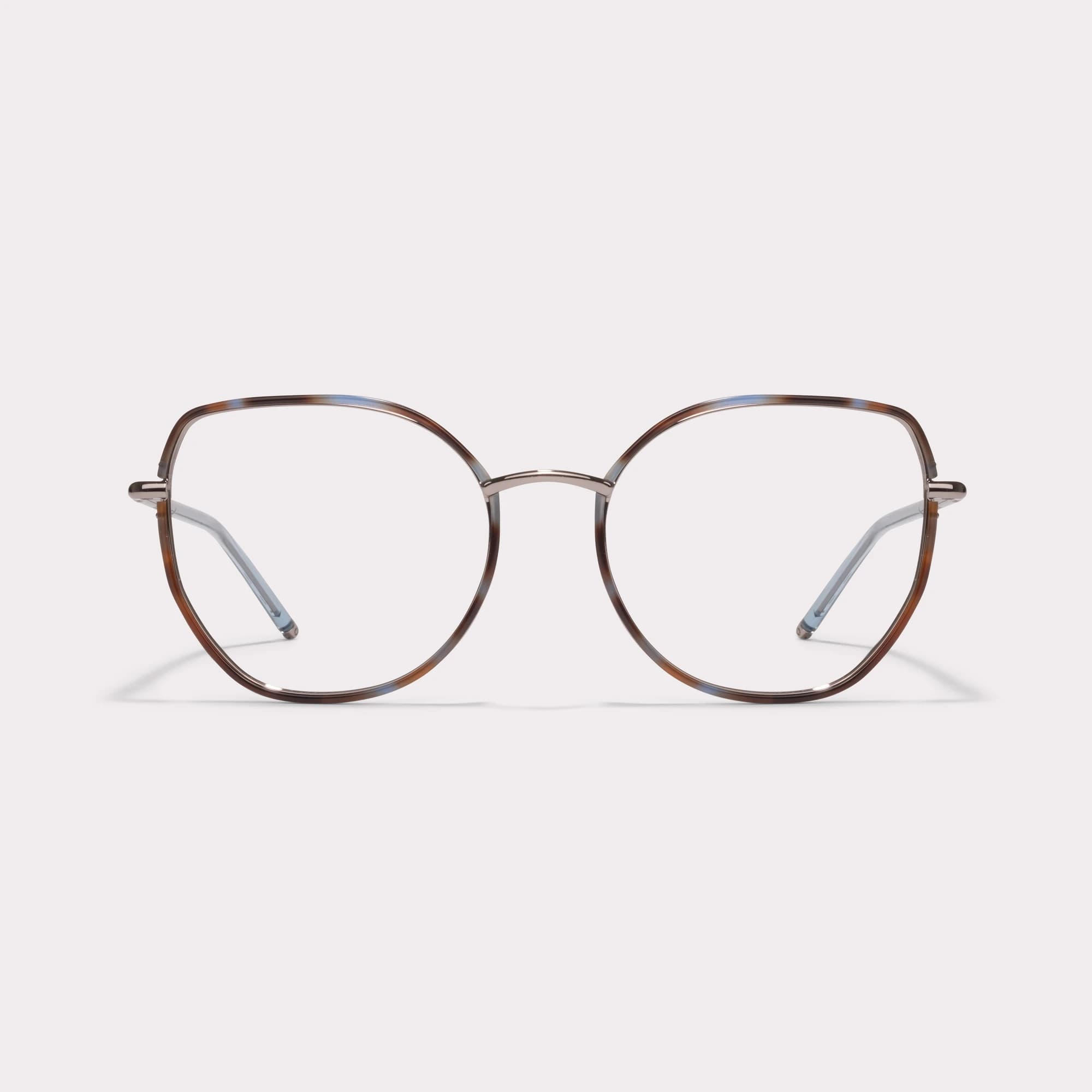 Ein Paar Eden Tortoise blau Brillen mit Sehstärke , von vorne gesehen