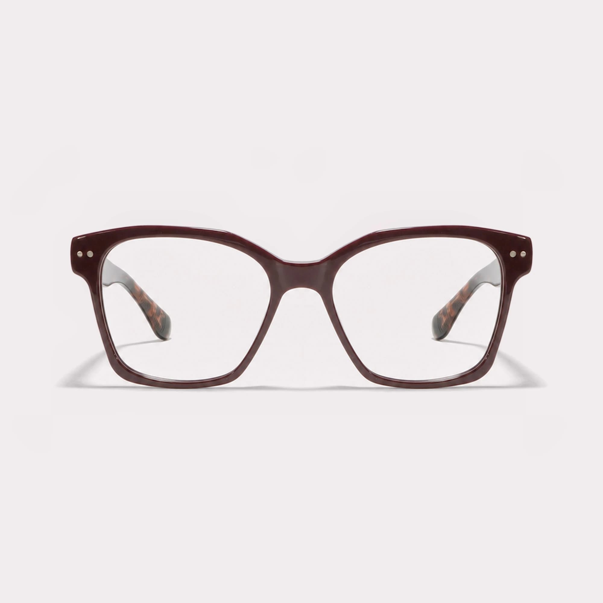 Un par de Lea Burgundy Tortoise Gafas graduadas vista de frente