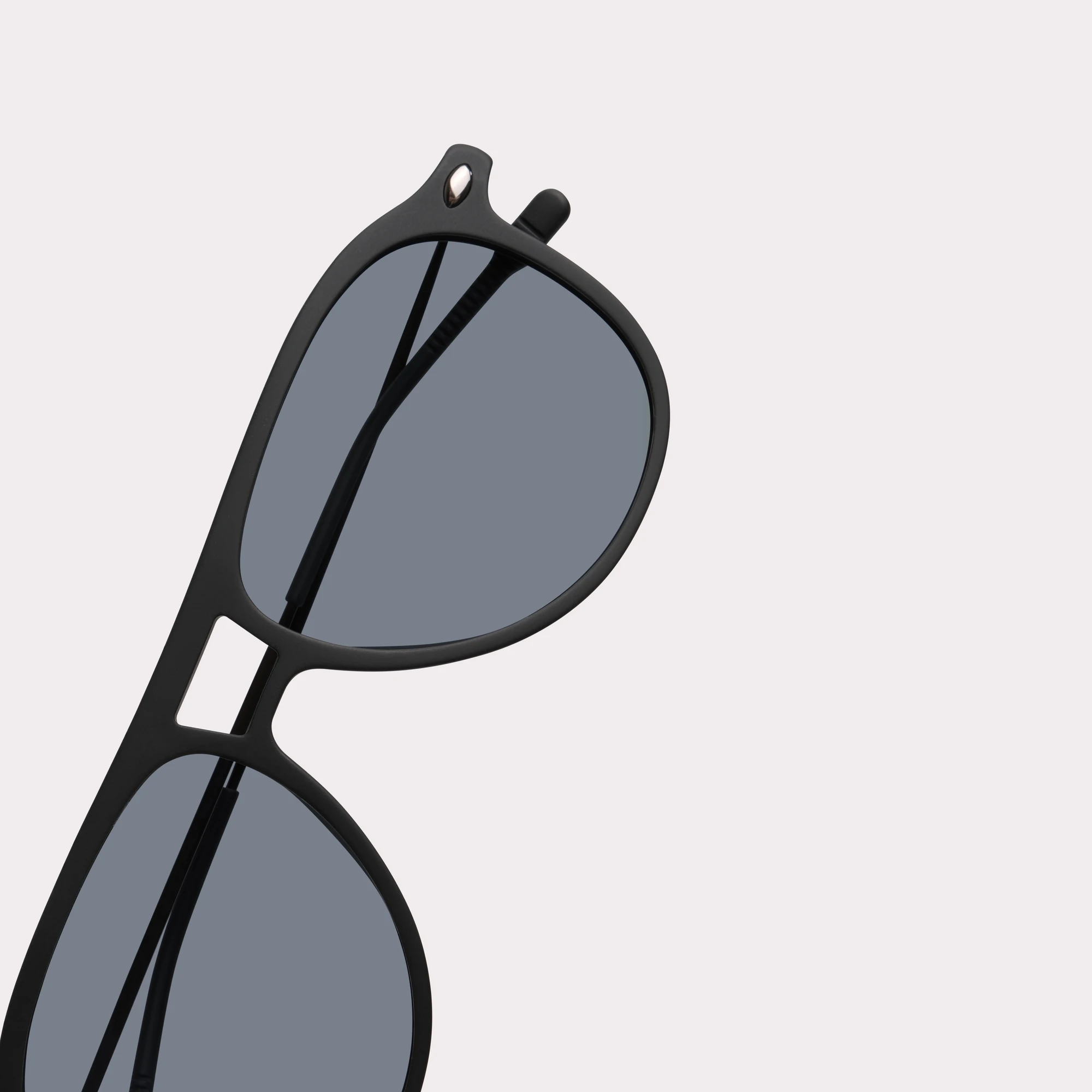Une paire de Fly Noir Lunettes de soleil en vue macro