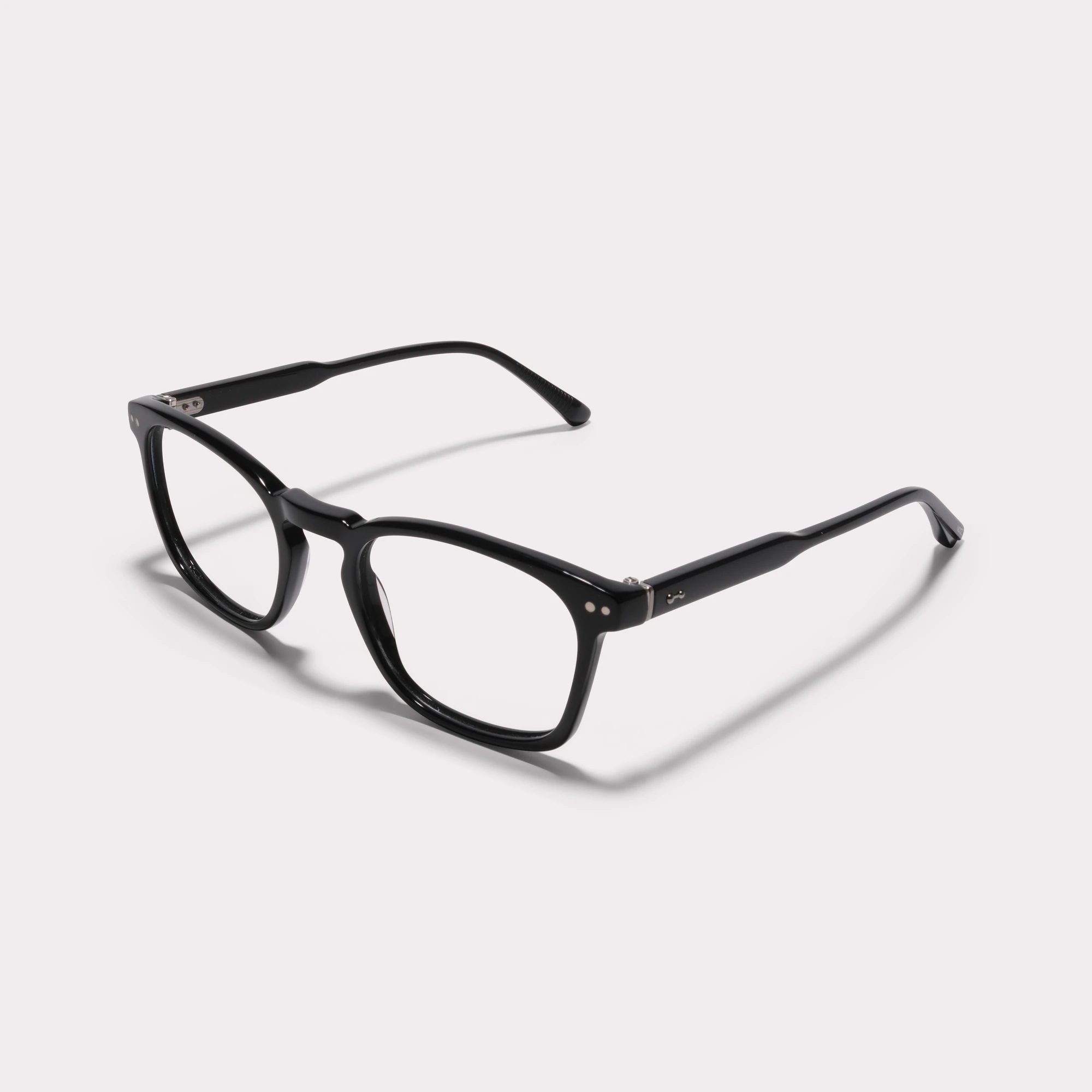 A pair of Leo Black Prescription glasses seen from the side