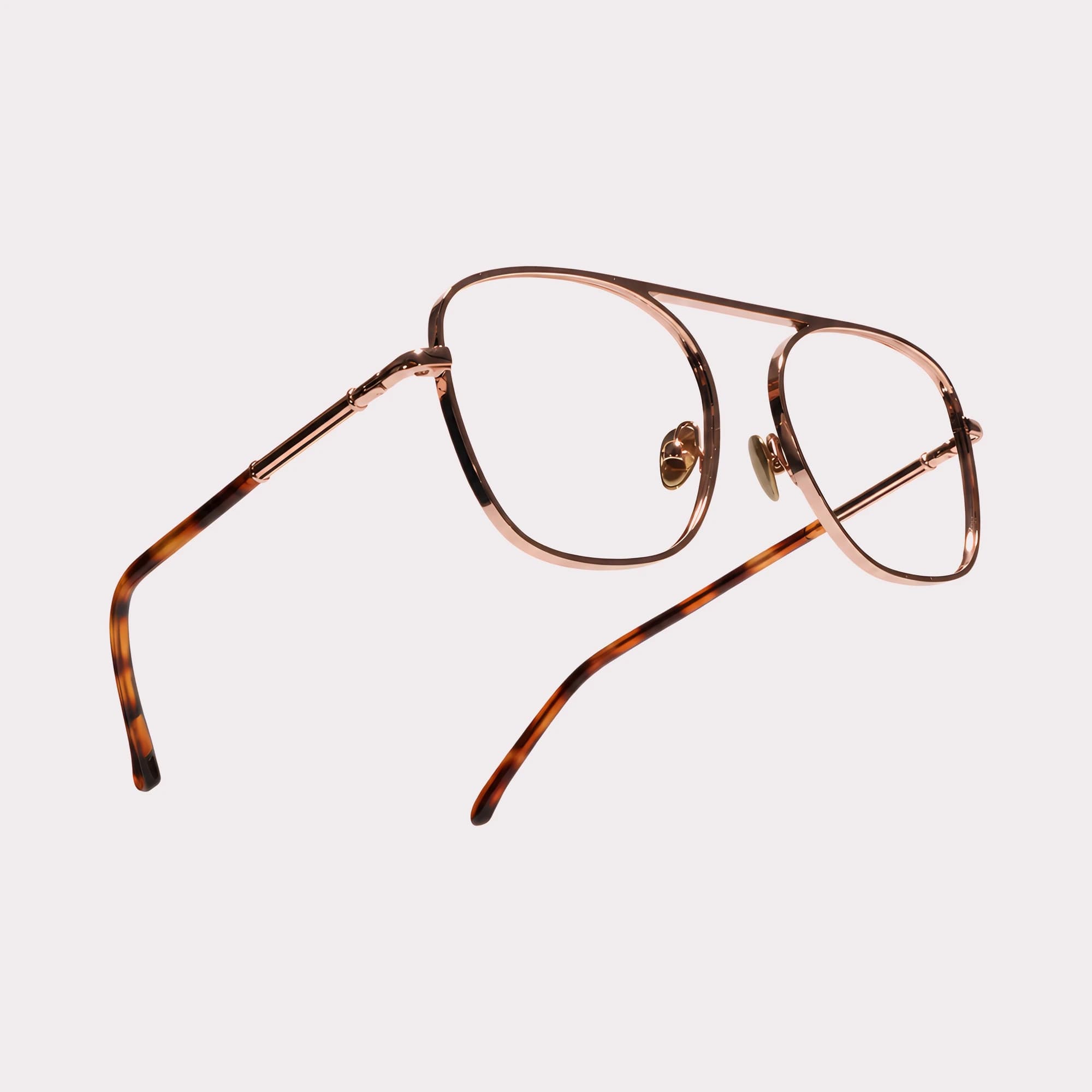 Un par de Bowie Rose Gold Gafas graduadas en vista macro