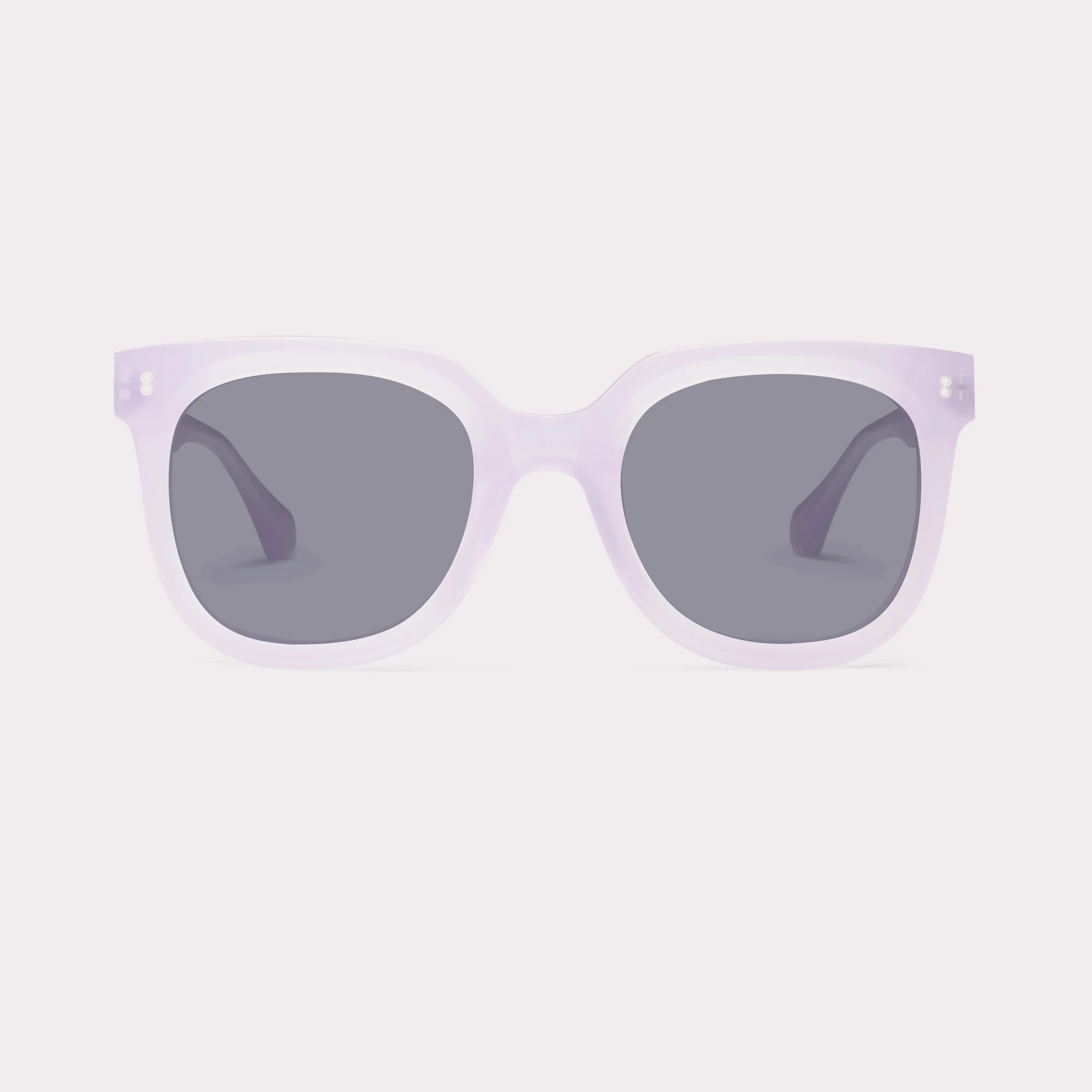 A pair of Sky Mauve Sunglasses seen from the front