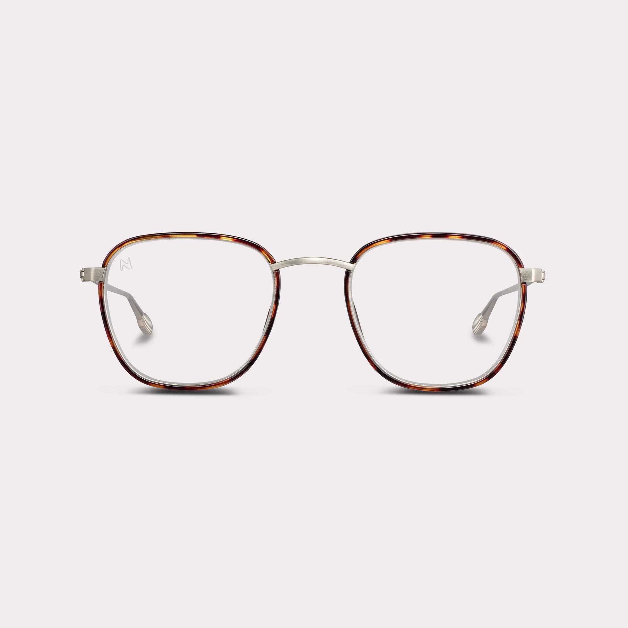 A pair of Hiro Tortoise Reading glasses seen from the front