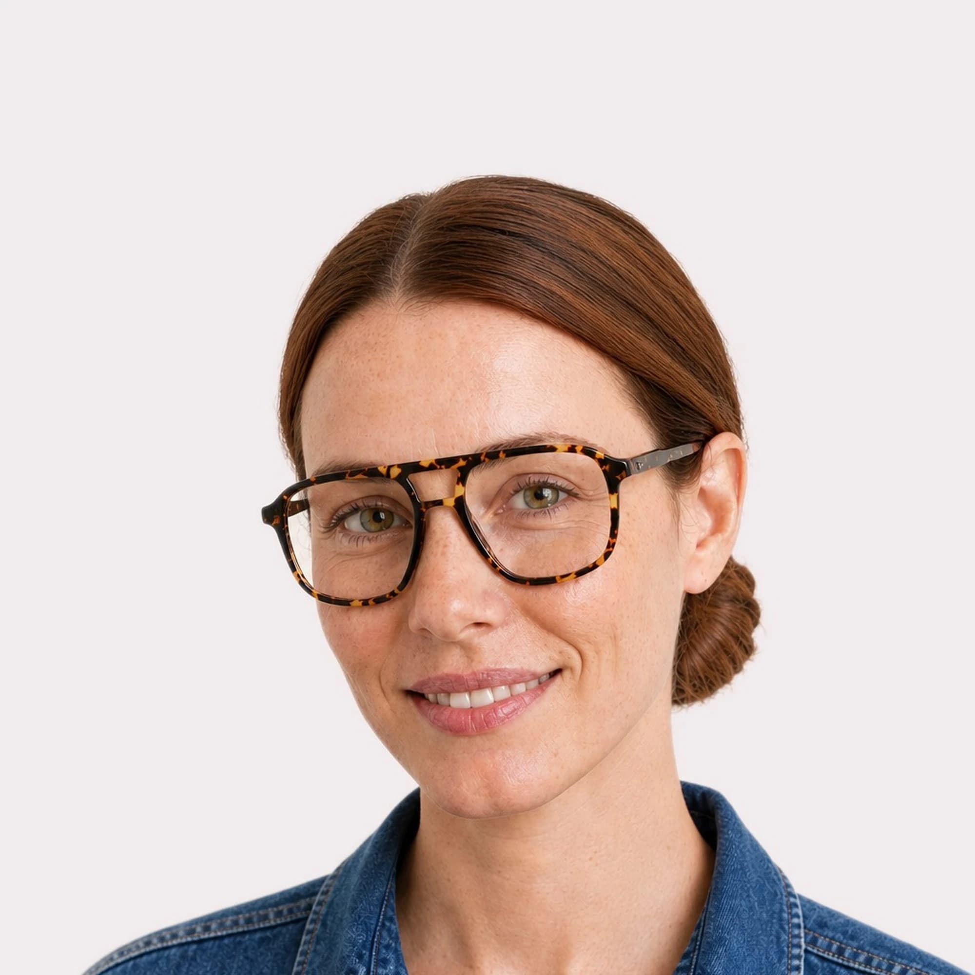 A pair of Milen Yellow tortoise Multi-distance™ blue light blocking reading glasses
